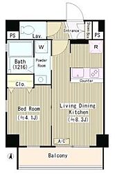 JR京浜東北・根岸線 大井町駅 徒歩8分の賃貸マンション 3階1LDKの間取り