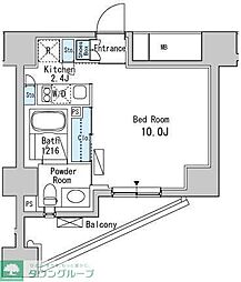 JR山手線 目黒駅 徒歩10分の賃貸マンション 10階ワンルームの間取り