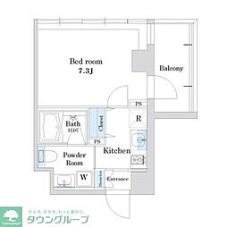 東急多摩川線 鵜の木駅 徒歩8分の賃貸マンション 3階1Kの間取り