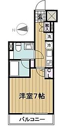 東急目黒線 大岡山駅 徒歩8分の賃貸マンション 1階1Kの間取り