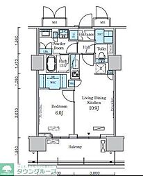 都営大江戸線 勝どき駅 徒歩13分の賃貸マンション 14階1LDKの間取り