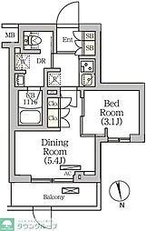 京急本線 新馬場駅 徒歩4分の賃貸マンション 1階1DKの間取り