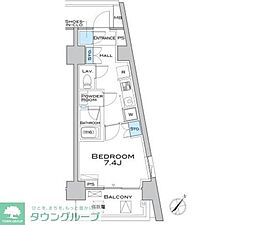 東急目黒線 武蔵小山駅 徒歩3分の賃貸マンション 8階1Kの間取り