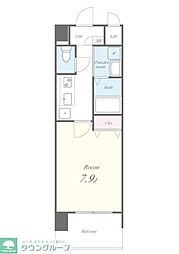 京急空港線 穴守稲荷駅 徒歩3分の賃貸マンション 11階1Kの間取り