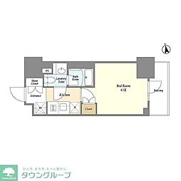 オーキッドレジデンス品川中延 6階1Kの間取り