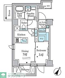 東京メトロ南北線 白金台駅 徒歩1分の賃貸マンション 3階1DKの間取り