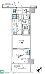 京急本線 立会川駅 徒歩5分の賃貸マンション 8階1DKの間取り