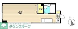 東急目黒線 西小山駅 徒歩4分の賃貸マンション 2階ワンルームの間取り