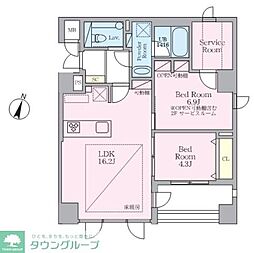 JR山手線 大崎駅 徒歩5分の賃貸マンション 5階2SLDKの間取り