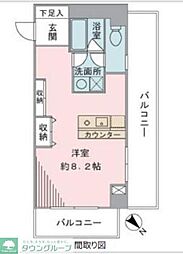 東京メトロ日比谷線 中目黒駅 徒歩13分の賃貸マンション 8階ワンルームの間取り