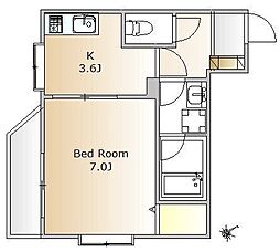 東急池上線 荏原中延駅 徒歩10分の賃貸マンション 4階1Kの間取り