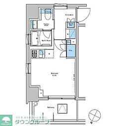 ブラウ戸越銀座スカイ 2階ワンルームの間取り