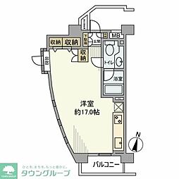 東京臨海高速鉄道りんかい線 大崎駅 徒歩10分の賃貸マンション 8階ワンルームの間取り