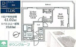 アイルグランデ品川 1LDKの間取図画像