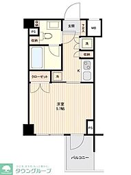 萩中イースト 1Kの間取図画像