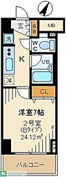 スカイコート新小岩 1Kの間取図画像