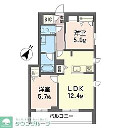 プレミアス上野毛 2LDKの間取図画像