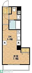 朝日北千束マンション 1DKの間取図画像