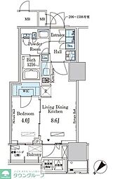 HARUMIFLAGPARKVILLAGEB棟 1LDKの間取図画像