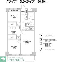セレッソ幡ケ谷 2LDKの間取図画像