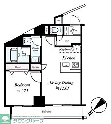 アイル東京向島参番館 1LDKの間取図画像