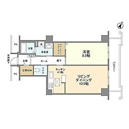 トルナーレ日本橋浜町トルナーレタワー 1LDKの間取図画像