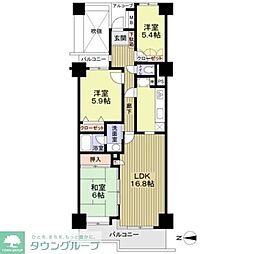 ダイアパレス猿江恩賜公園SOUTH 3LDKの間取図画像