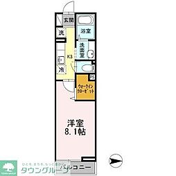 ソルテール六町 1Kの間取図画像