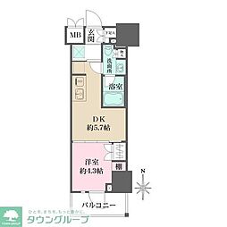 ルフォンプログレ元浅草マークス 1DKの間取図画像