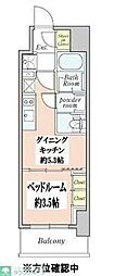 クレストコートTS吾妻橋 1DKの間取図画像