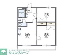 レオパレスゴールドレジデンスエスポワール1 2DKの間取図画像