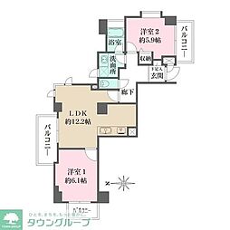 バームハイツ東綾瀬公園 2LDKの間取図画像