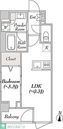 ルミーク北千住 1LDKの間取図画像