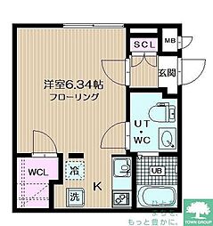 ブランシェ荏原中延 ワンルームの間取図画像