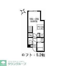 相鉄本線 星川駅 徒歩11分の賃貸アパート 1階ワンルームの間取り