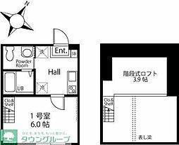 相鉄本線 星川駅 徒歩8分の賃貸アパート 2階ワンルームの間取り