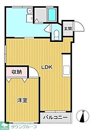 希望ケ丘コーポラスE棟 1LDKの間取図画像