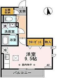 エスポア2 ワンルームの間取図画像