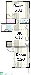 シャトー上星川 2DKの間取図画像
