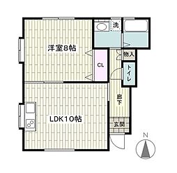 シャロームD 1LDKの間取図画像