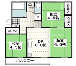 左近山団地5-13号棟 3DKの間取図画像