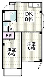 コーポシャルムB棟 2DKの間取図画像