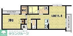 へーベルフラット大和 1LDKの間取図画像