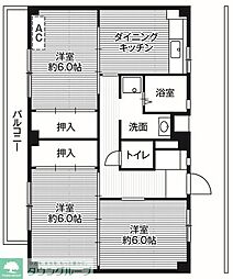 ビレッジハウス阿久和7号館 3DKの間取図画像