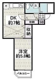 ポルトフロール 1DKの間取図画像