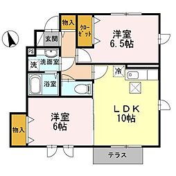 セジュール下瀬谷E 2LDKの間取図画像