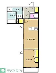 海老名市国分南3丁目マンション 1LDKの間取図画像