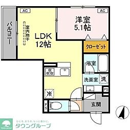 アルベート湘南台 1LDKの間取図画像