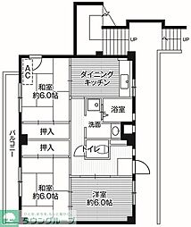 ビレッジハウス川井宿5号棟 3DKの間取図画像