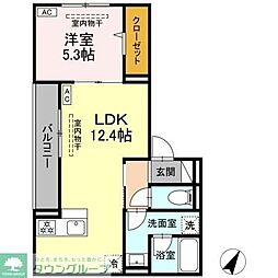 大和市南林間5丁目アパート 1LDKの間取図画像